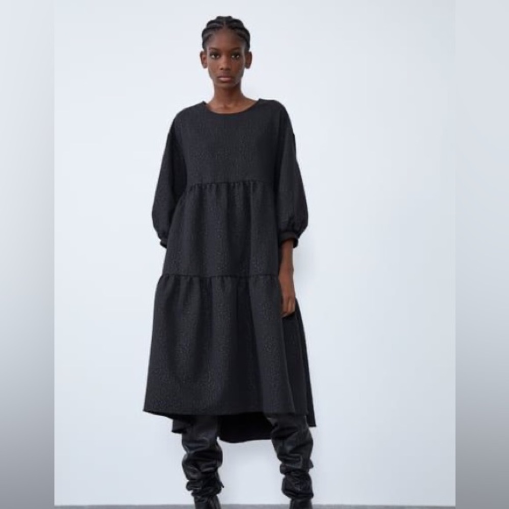 Zara Voluminous Jacquard Dress - NWOT